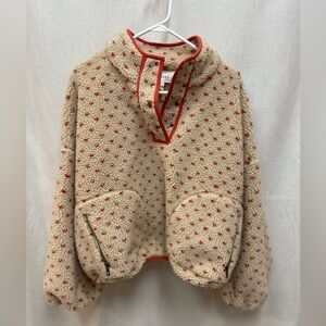 The Great fleece pullover oat/red